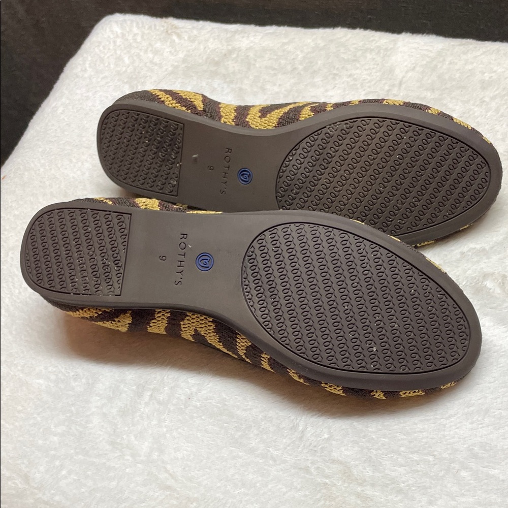 Rothy's Zebra Patterned Flats in Brown and Yellow - Picture 7 of 8